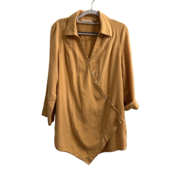 Soft Surroundings Women’s Gold Tencel Wrap Asymmetric Tunic Size M - Picture 1 of 9